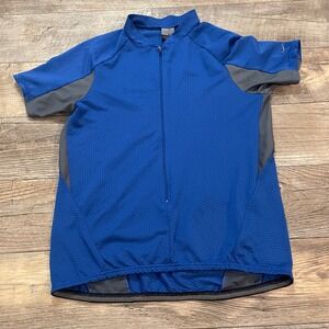 Nike‎ Mens Cycling Jersey Blue Grey Half Zip Short Sleeve Bike Shirt S40610EVR L
